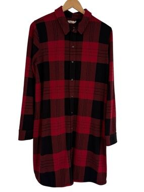 Faherty Brand Legend Dress Size XL Plaid Shirt Dress  Soft Gorpcore Red Black